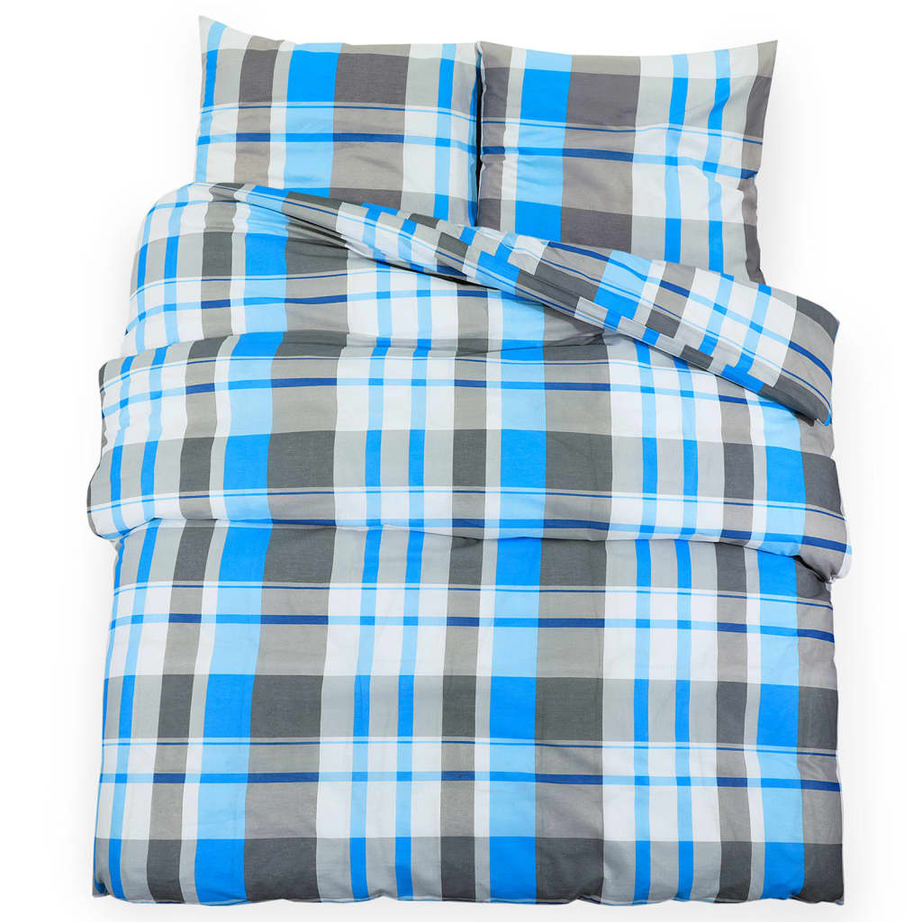 Vidaxx parure housse de couette 140x200 cm coton bleu et gris