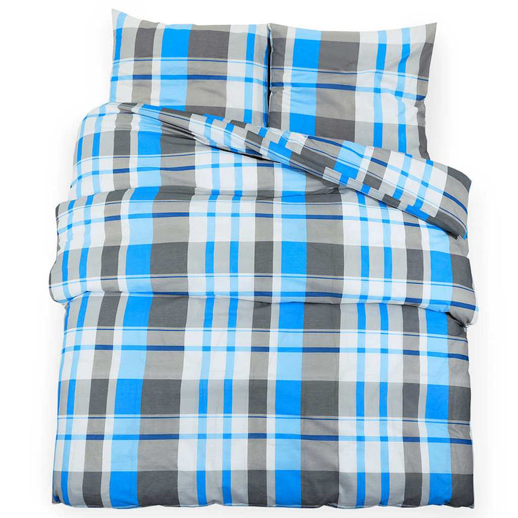 Vidaxx parure housse de couette 260x240 cm coton bleu et gris