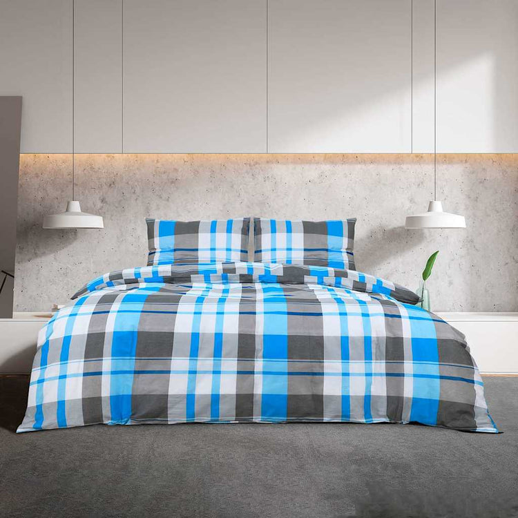 Vidaxx parure housse de couette 260x240 cm coton bleu et gris