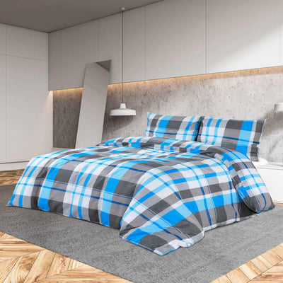 Vidaxx parure housse de couette 155x220 cm coton bleu et gris
