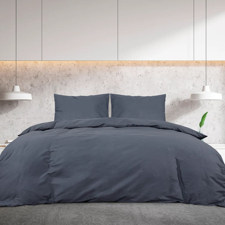 Vidaxl Duvet Richet Set 200x200 cm Cotton Anthracite -Colored
