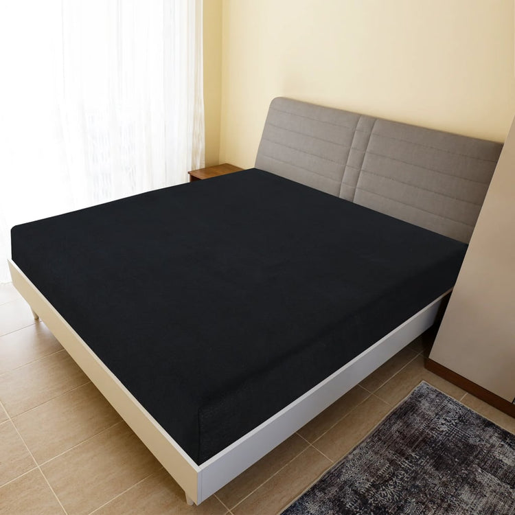 Vidaxl Maillot de feuille ajusté 100x200 cm Coton noir