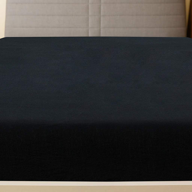 Vidaxl Fiches ajustées 2 ST Jersey 180x200 cm Coton noir