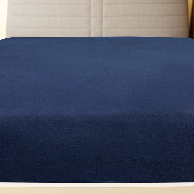 Vidaxl Fiches ajustées 2 ST Jersey 90x200 cm Coton Navy Bleu