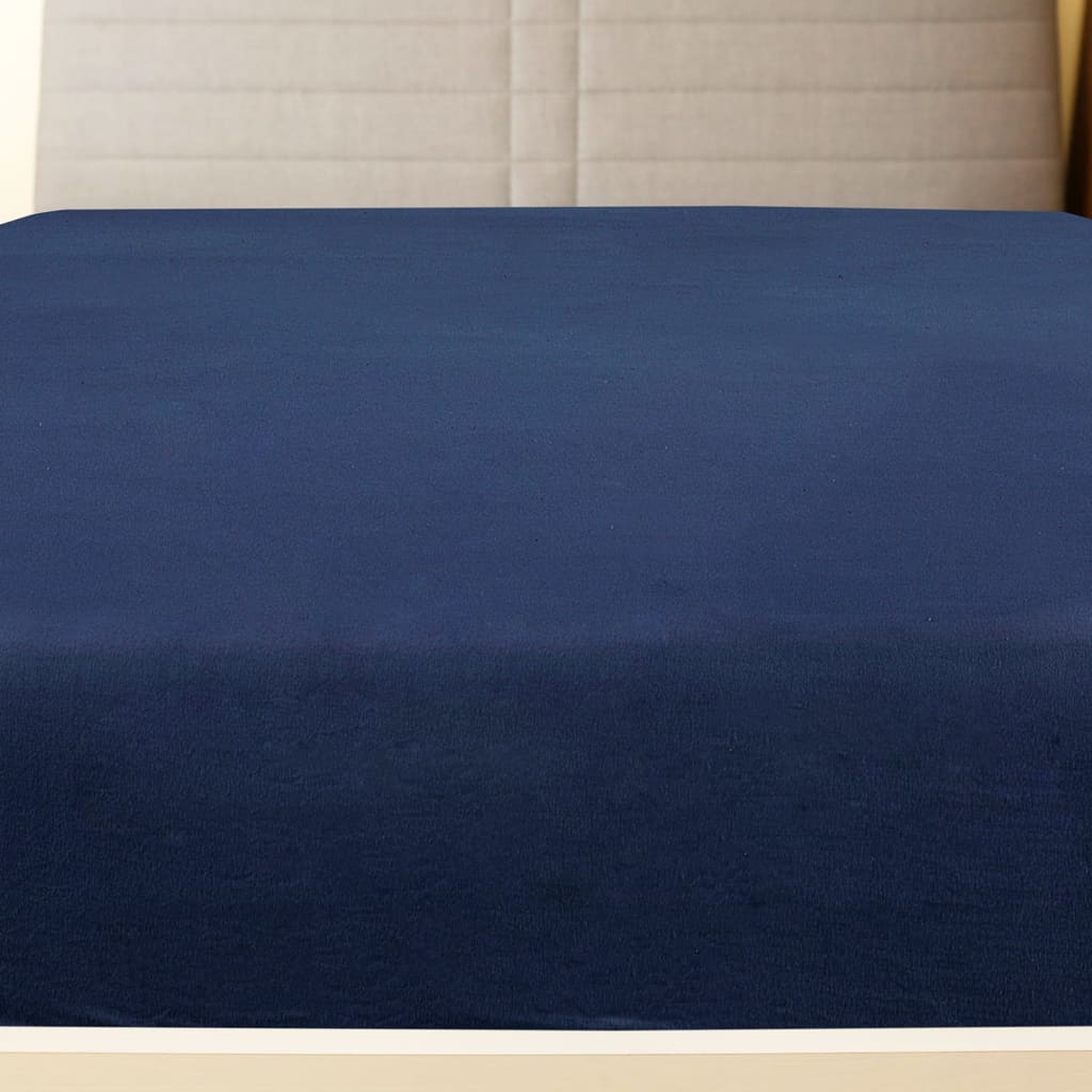 Vidaxl Maillot de feuille ajusté 100x200 cm Coton Navy Bleu