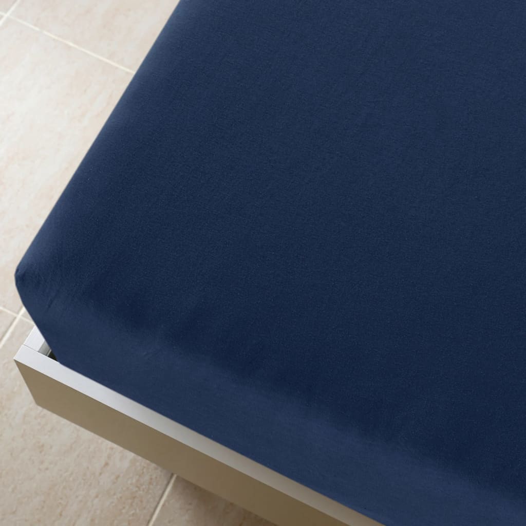 Vidaxl Maillot de feuille ajusté 100x200 cm Coton Navy Bleu