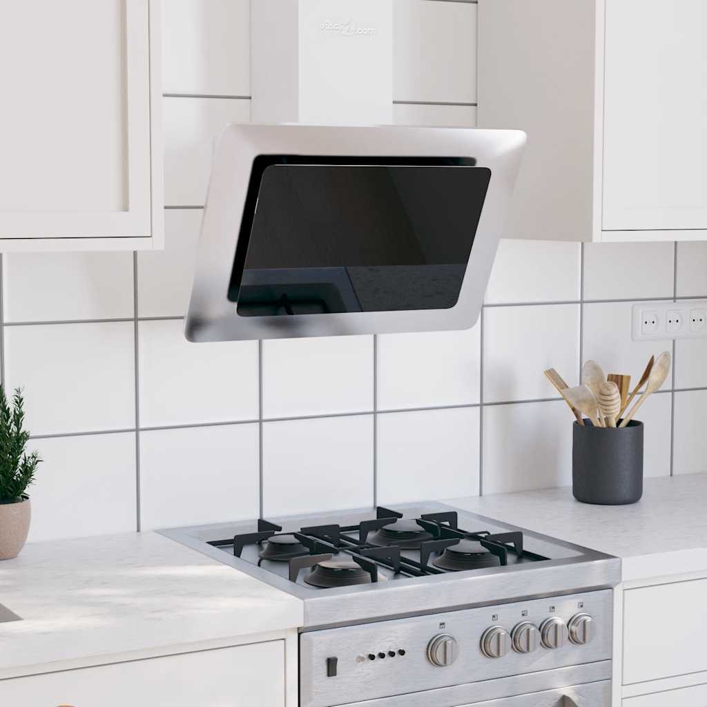 Hotte d'extracteur de paroi Vidaxl 60 cm en acier inoxydable en verre argent couleur