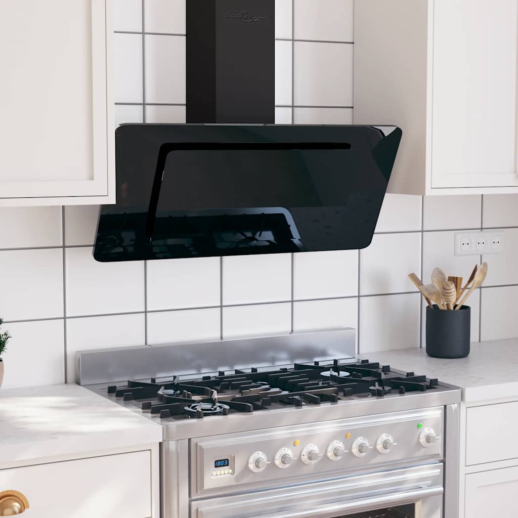 Capeur d'extracteur de paroi Vidaxl 90 cm en acier inoxydable et noir durci noir