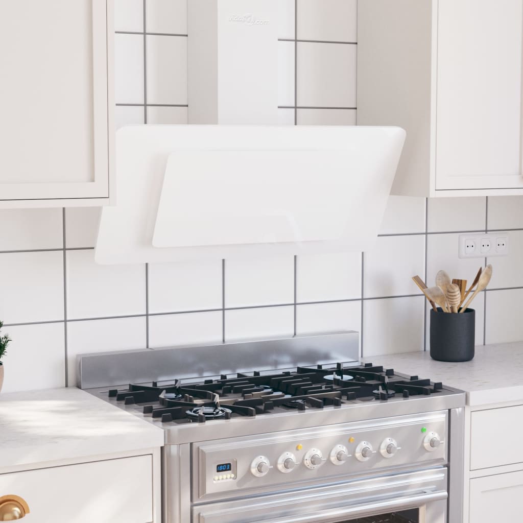 Capeur d'extracteur de paroi Vidaxl 90 cm en acier inoxydable et blanc durci blanc