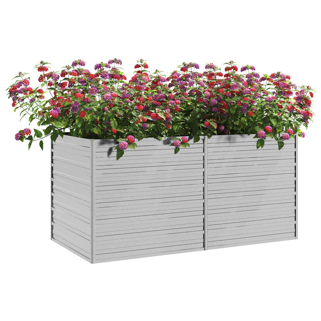 Vidaxl Planter élevé 160x80x77 cm en acier galvanisé en argent