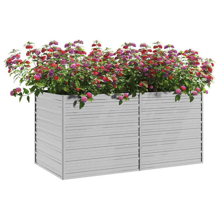 Vidaxl Planter élevé 160x80x77 cm en acier galvanisé en argent