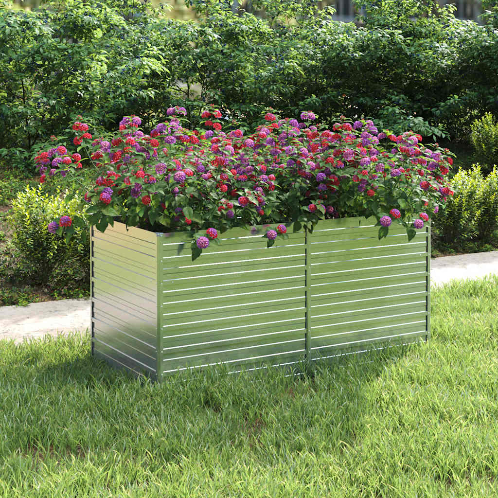 Vidaxl Planter élevé 160x80x77 cm en acier galvanisé en argent