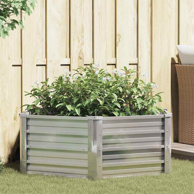 Vidaxl Planter surélevé 129x45 cm Couleur en argent en acier galvanisé