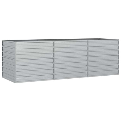 Vidaxl Planter surélevé 240x80x77 cm en argent en acier galvanisé