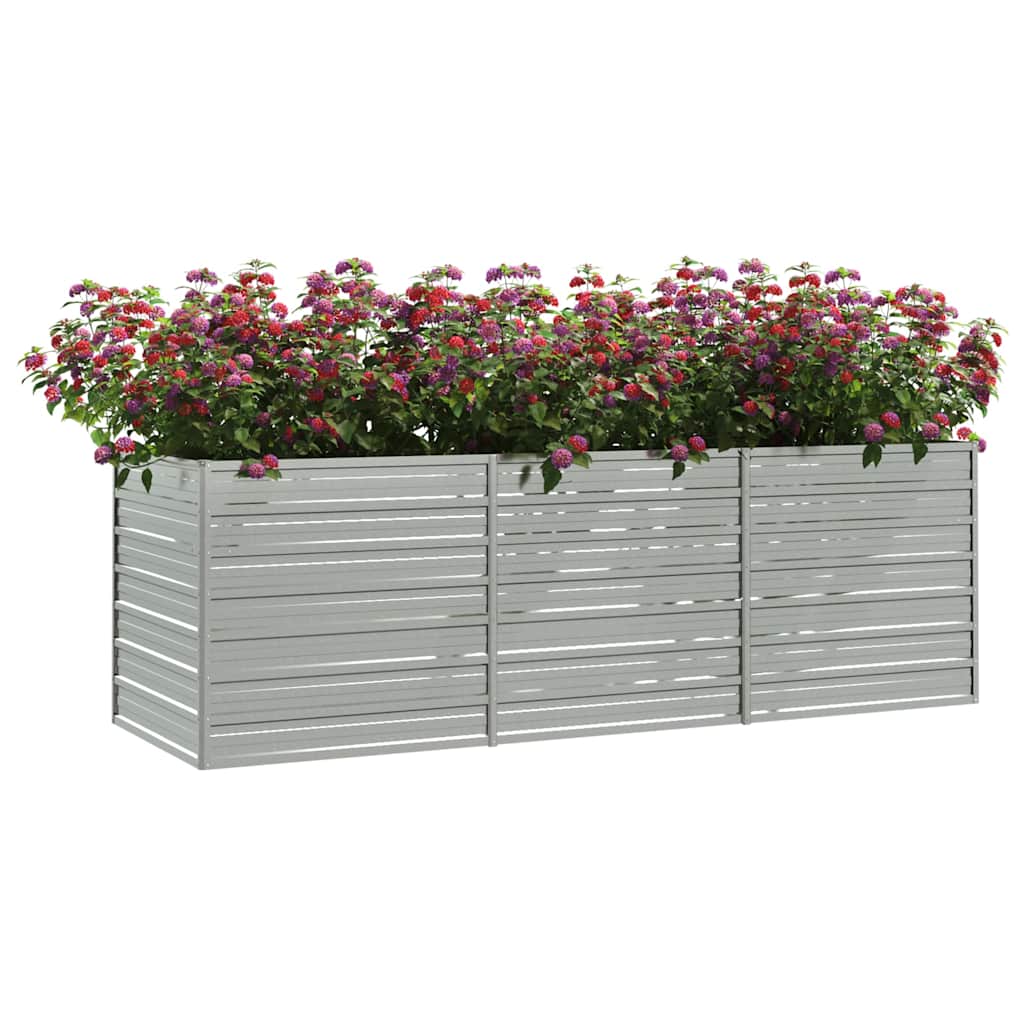 Vidaxl Planter surélevé 240x80x77 cm en argent en acier galvanisé