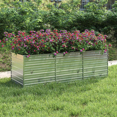Vidaxl Planter surélevé 240x80x77 cm en argent en acier galvanisé