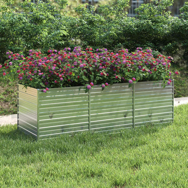 Vidaxl Planter surélevé 240x80x77 cm en argent en acier galvanisé