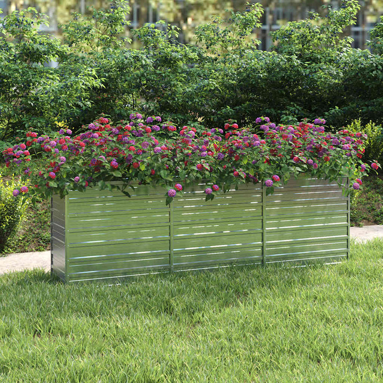 Vidaxl Planter surélevé 240x40x77 cm en acier galvanisé en argent
