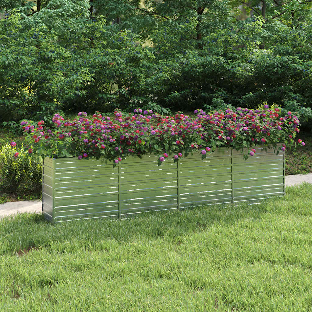 Vidaxl Planter surélevé 320x40x77 cm argent en acier galvanisé