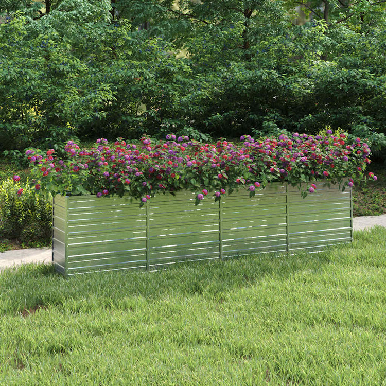 Vidaxl Planter surélevé 320x40x77 cm argent en acier galvanisé
