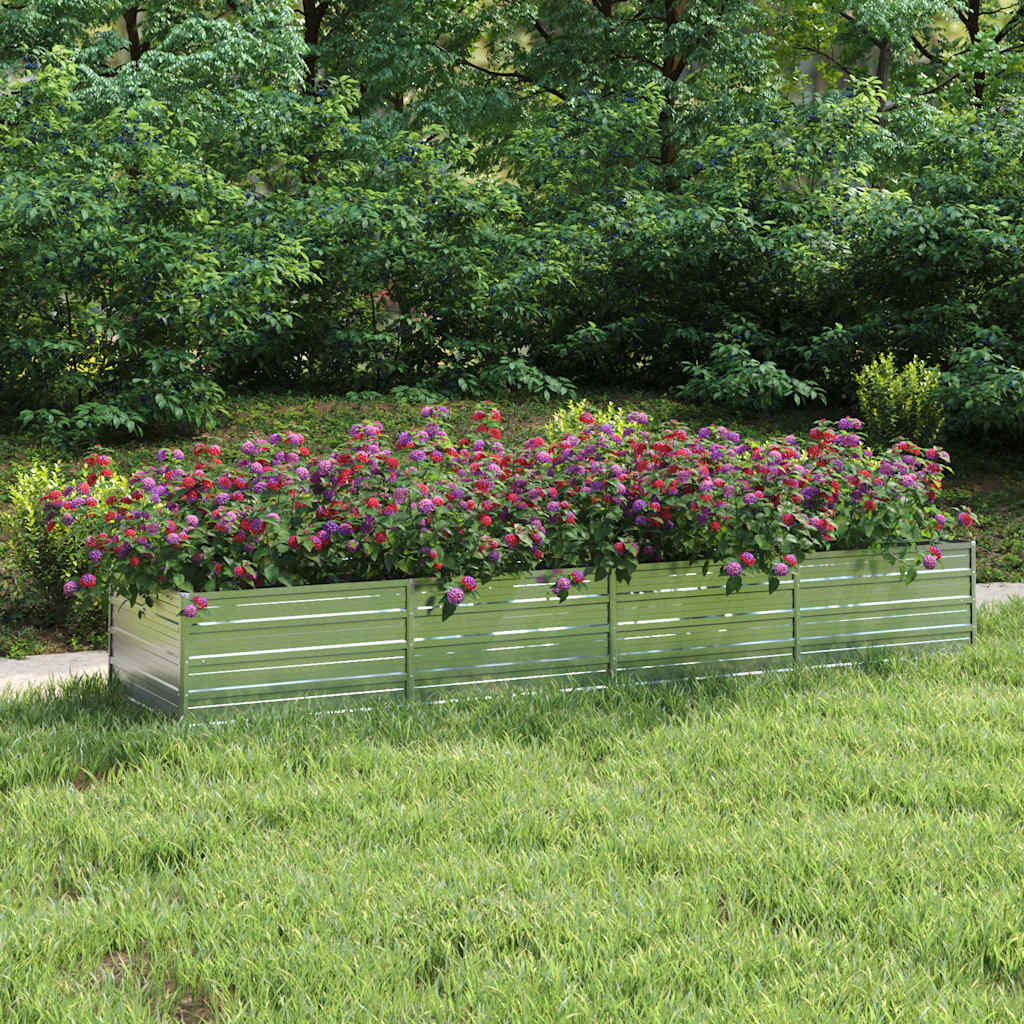 Vidaxl Planter surélevé 320x80x45 cm en acier galvanisé en argent