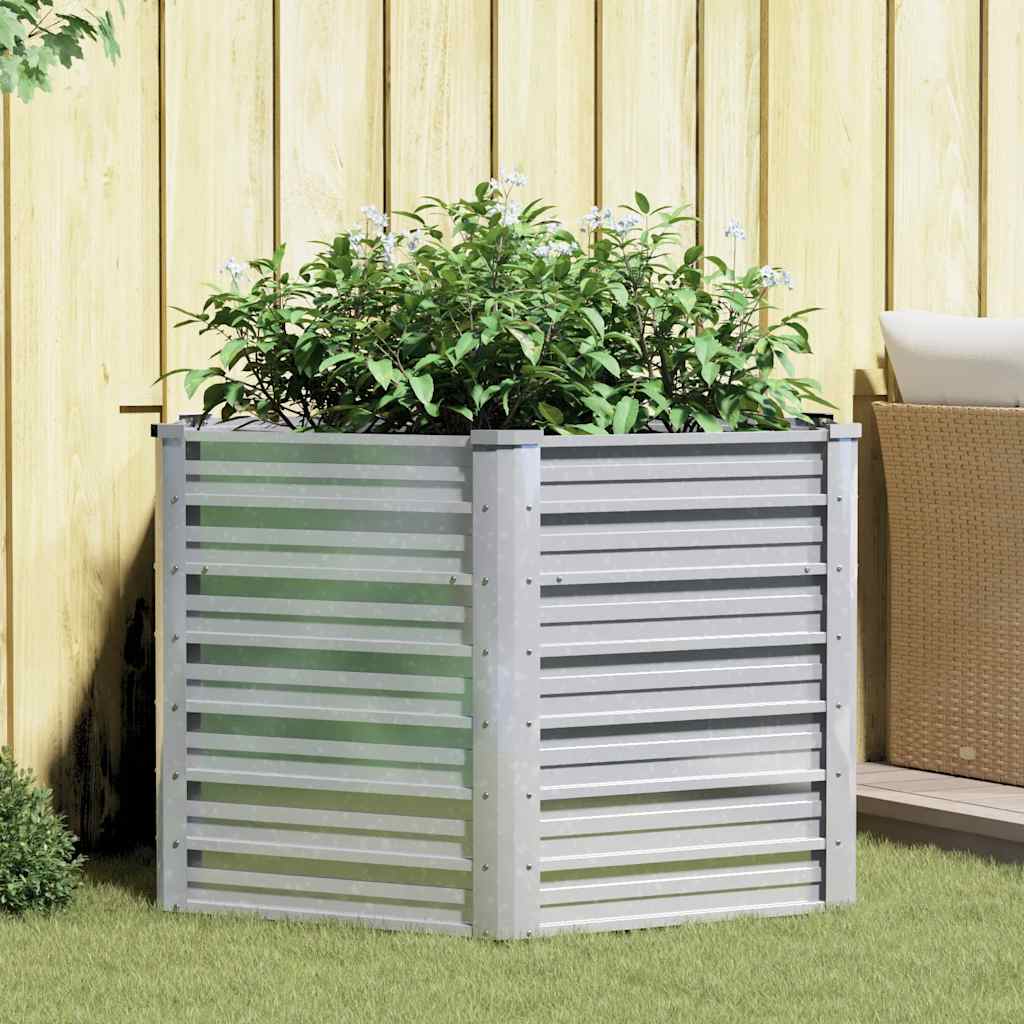 Vidaxl Planter surélevé 129x77 cm Couleur en argent en acier galvanisé