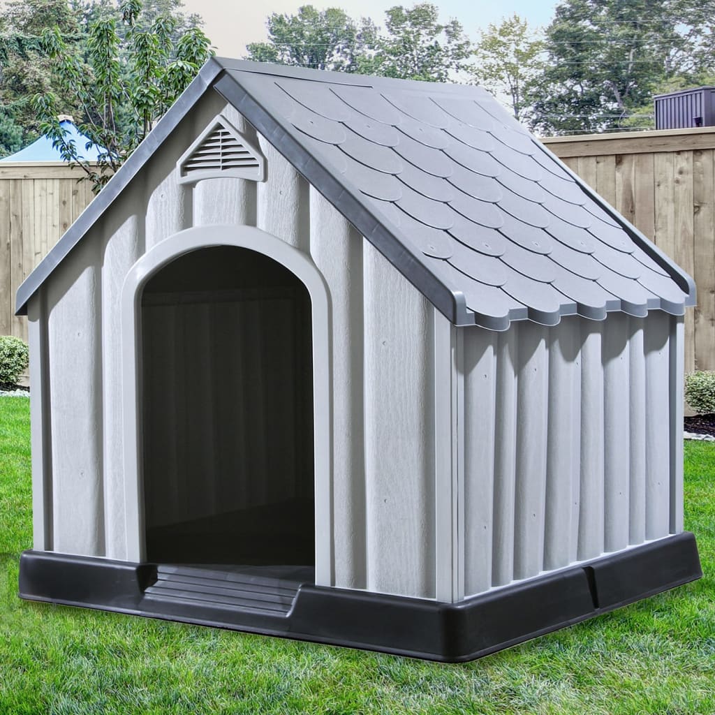Vidaxl dog loft 92x87x91 cm gris en plastique