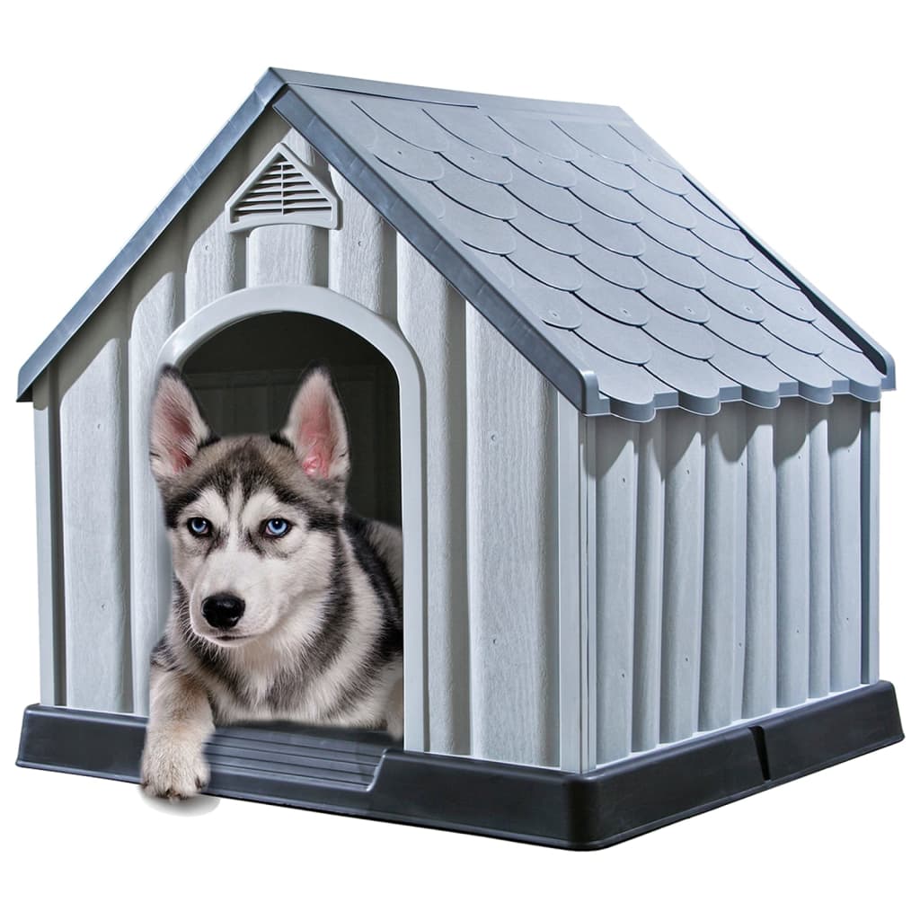 Vidaxl dog loft 92x87x91 cm gris en plastique