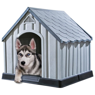 Vidaxl dog loft 92x87x91 cm gris en plastique