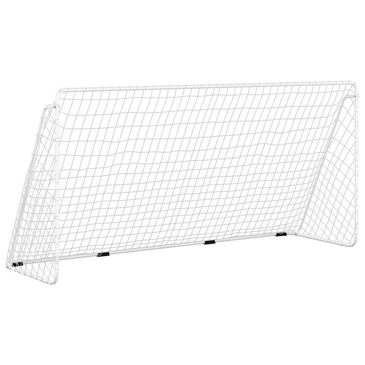 Objectif de football Vidaxl avec net 366x122x182 cm en acier blanc