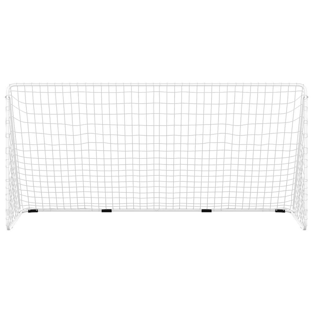 Objectif de football Vidaxl avec net 366x122x182 cm en acier blanc