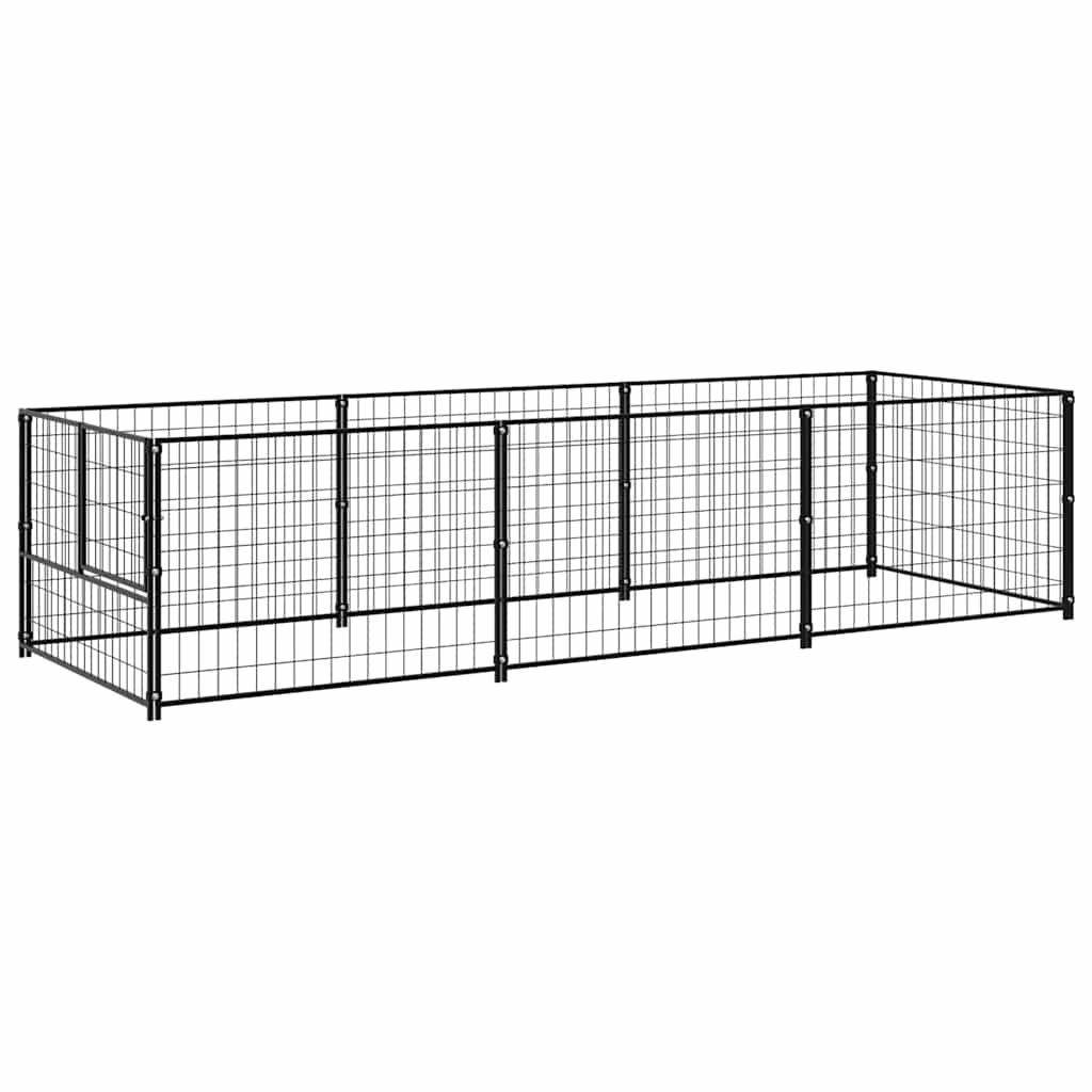 Vidaxl chien Kennel 3 m² en acier noir