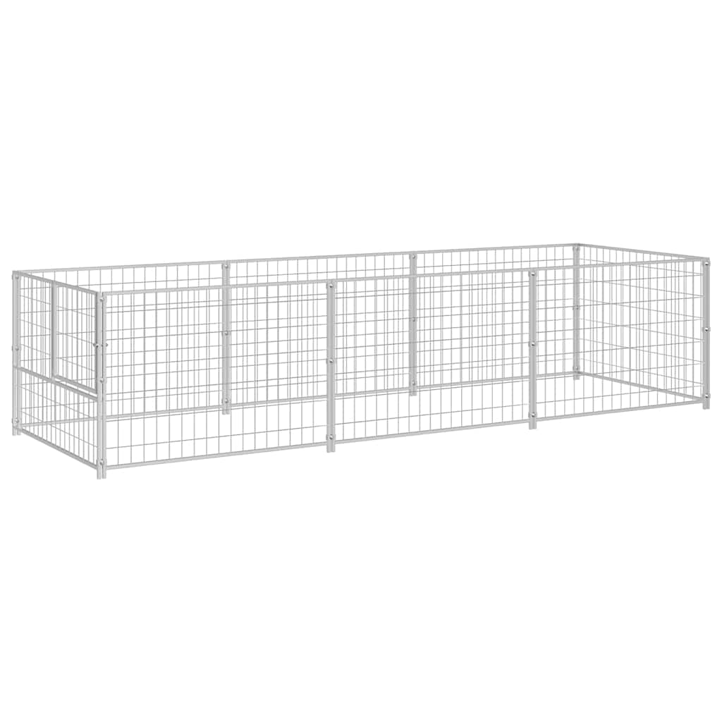 Vidaxl chien Kennel 3 m² en acier argent coloré
