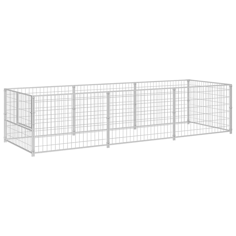 Vidaxl chien Kennel 3 m² en acier argent coloré