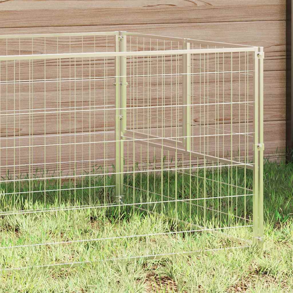 Vidaxl chien Kennel 3 m² en acier argent coloré