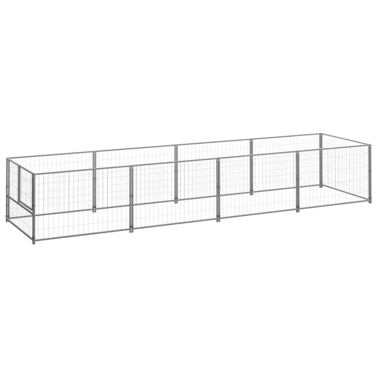 Vidaxl Dog Kennel 4 m² en acier argent coloré