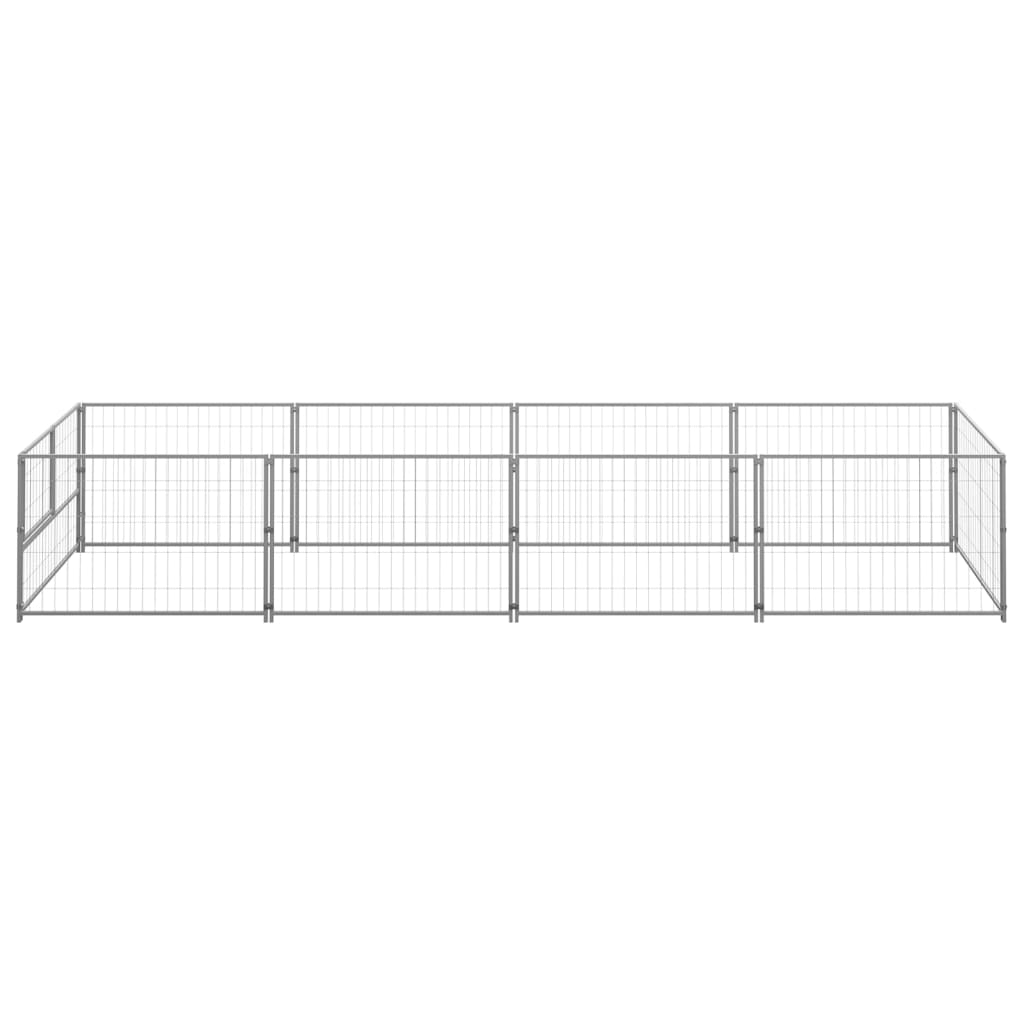 Vidaxl Dog Kennel 4 m² en acier argent coloré