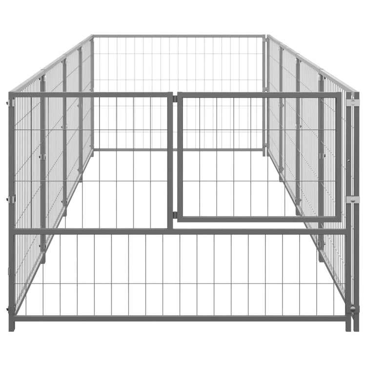 Vidaxl Dog Kennel 4 m² en acier argent coloré