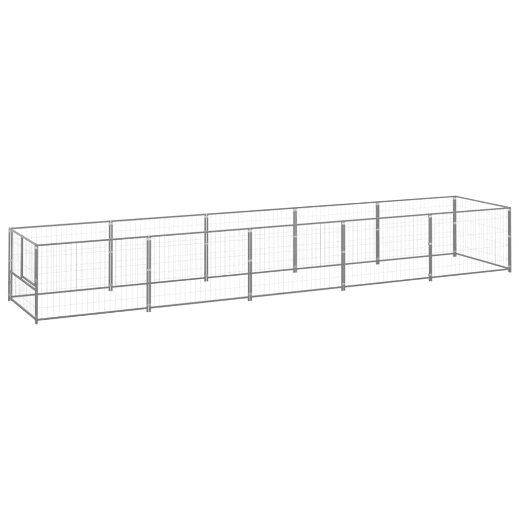 Vidaxl chien Kennel 5 m² en acier argent coloré