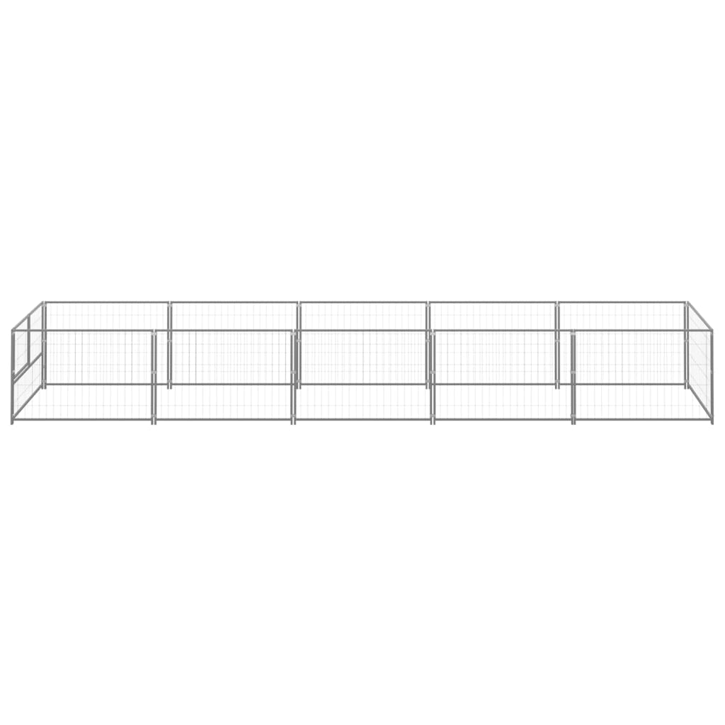 Vidaxl chien Kennel 5 m² en acier argent coloré
