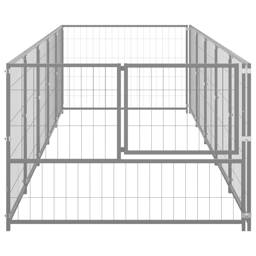 Vidaxl chien Kennel 5 m² en acier argent coloré