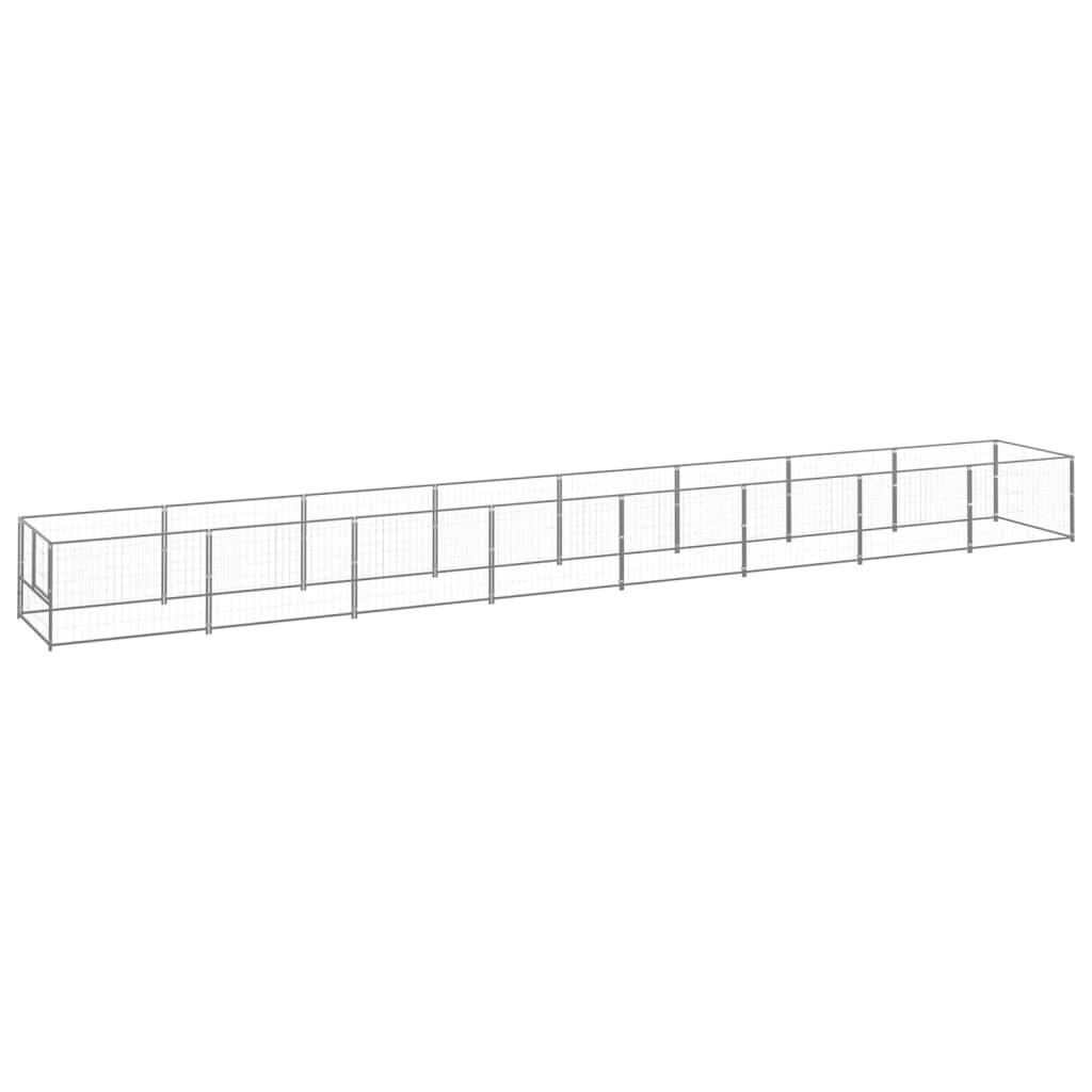 Vidaxl chien Kennel 8 m² en acier argent coloré
