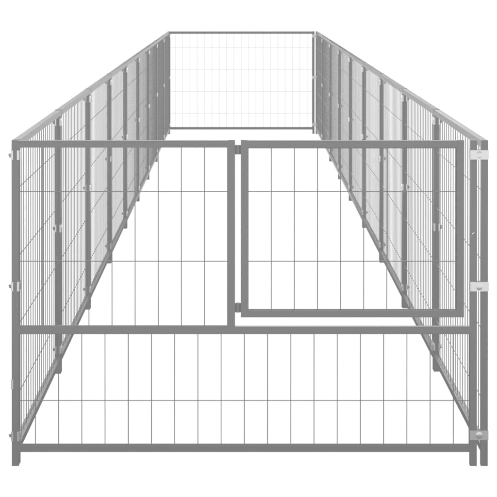 Vidaxl chien Kennel 9 m² en acier argenté colored