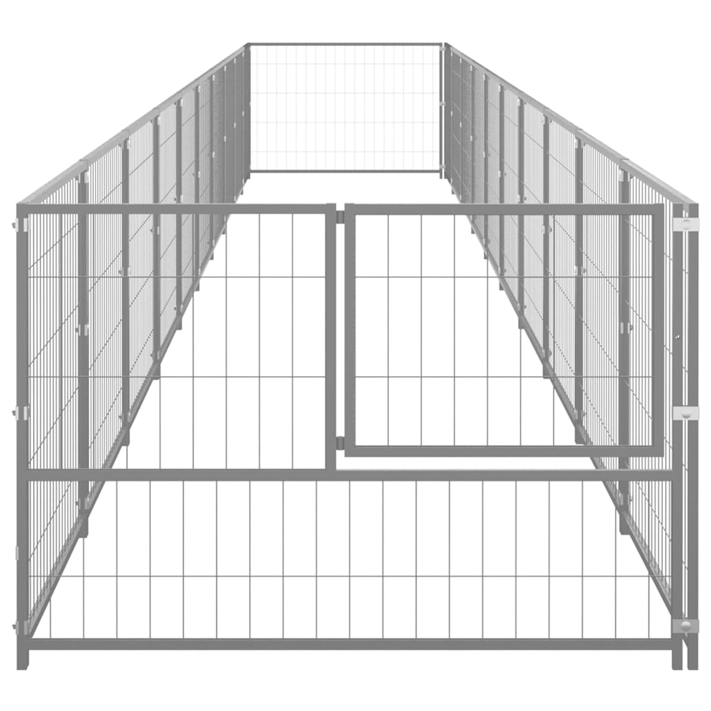Vidaxl chien Kennel 10 m² en acier argenté colored