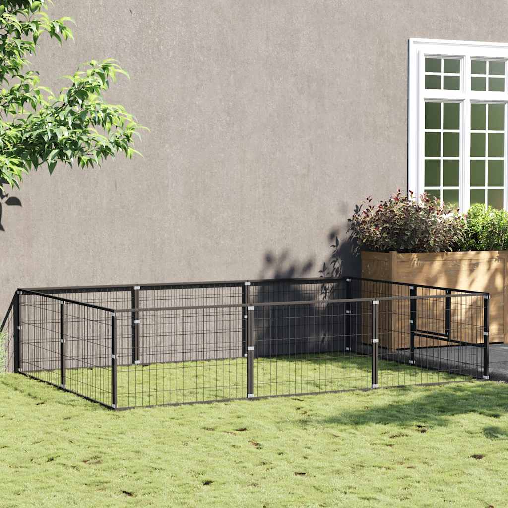 Vidaxl chien Kennel 6 m² en acier noir