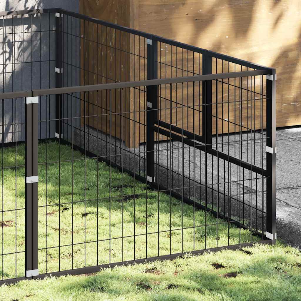 Vidaxl chien Kennel 8 m² en acier noir