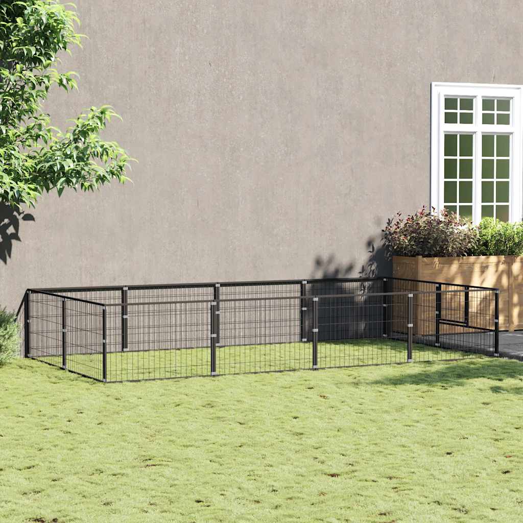 Vidaxl chien Kennel 8 m² en acier noir