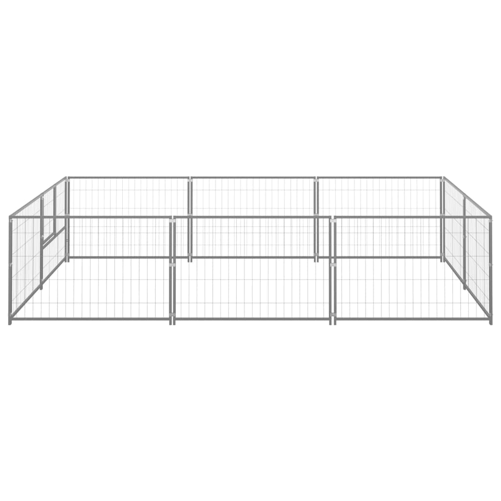 Vidaxl chien Kennel 6 m² en acier argenté colored