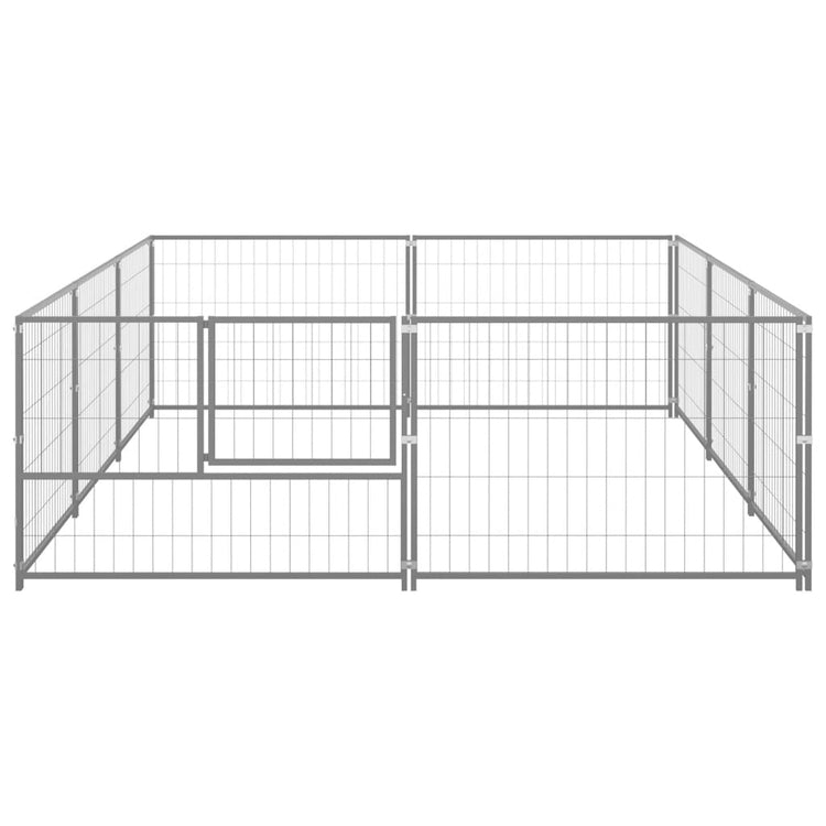 Vidaxl chien Kennel 6 m² en acier argenté colored