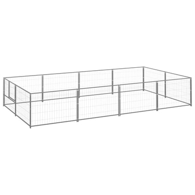 Vidaxl chien Kennel 8 m² en acier argent coloré